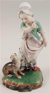 Mädchen mit Katze, - Antiquariato e Dipinti