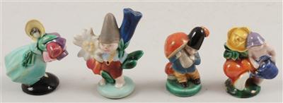 4 kleine Figuren: Biedermeier dame, - Antiquariato e Dipinti