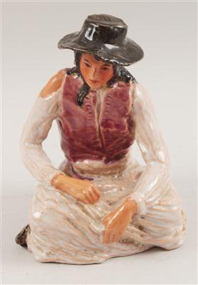 Sitzender Zigeuner mit Hut, - Antiquitäten & Bilder
