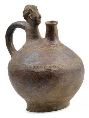 Luba, Dem. Rep. Kongo: Großer Keramik-Krug mit Kopf. - Starožitnosti, Obrazy