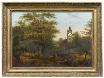 Bilderuhr "Kirche im Wald" - Saisonabschluß-Auktion<br>Bilder Varia und Antiquitäten
