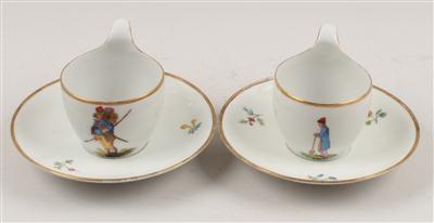 Paar Tassen mit Untertassen, - Saisonabschluß-Auktion<br>Bilder Varia und Antiquitäten