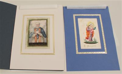 Zwei Pergamentbilder, S. Franciscus, S. Josephus - Summer-auction