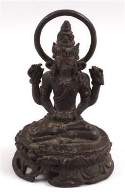 Nepal: Bronze-Figur einer vierarmigen, lamaistischen Gottheit Prajnaparmita. - Summer-auction