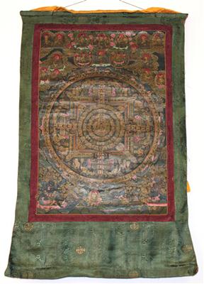 Nepal: Sakrales Thangka-Rollbild 'Mandala', Tempera-Malerei auf grundierter Leinwand. - Sommerauktion