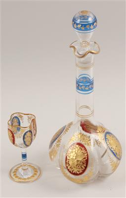 Karaffe mit Stöpsel und Likörglas, - Summer-auction