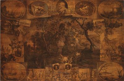 Holzplatte mit bedrucktem Dekor, - Sommerauktion