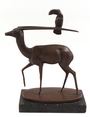 Josef Franz Riedl(1884-1965), Antilope mit Tukan, - Antiques and Paintings