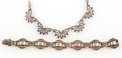 Halskette und Armband, - Antiquariato e Dipinti