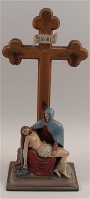 Pieta unter Kreuz, - Antiquitäten & Bilder