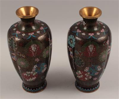 1 Paar Cloisonné-Vasen, - Starožitnosti, Obrazy