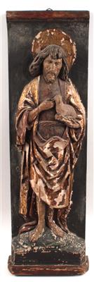 Neugotisches Relief Hl. Johannes d. Täufer, - Winterauktion - Antiquitäten,<br />Möbel und Bilder
