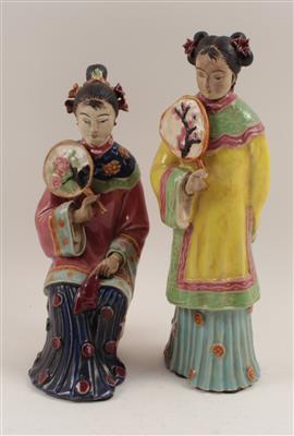 2 Asiatinnen mit Fächer, - Antiques and Paintings