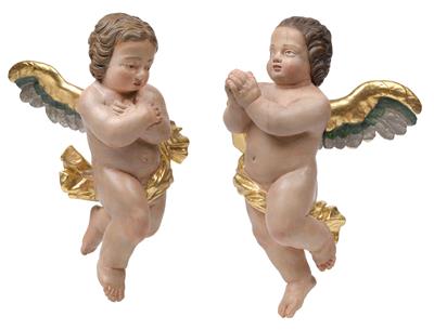 Coppia di angeli, - Oggetti d'arte (mobili, sculture)