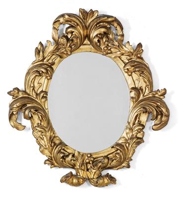 Cartouche-shaped wall mirror, - Starožitnosti (Nábytek, Socha?ská díla)