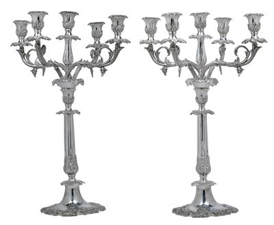 Pair of five-flame candelabra, - Works of Art (Furniture, Sculpture)