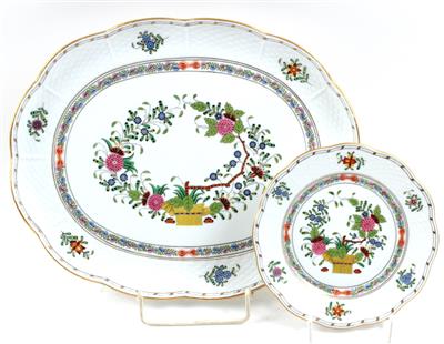 6 Dessertteller Dm. 16,5 cm, 1 ovale Platte Länge 31 cm, - Antiquitäten & Bilder