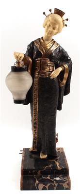 Dominique Alonzo, Tischlampe mit Geisha, - Antiques and Paintings