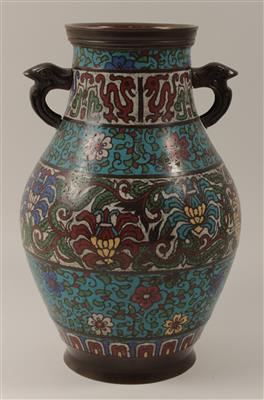 Champlevé-Vase, - Saisonabschluss-Auktion Bilder Varia, Antiquitäten, Möbel/Design
