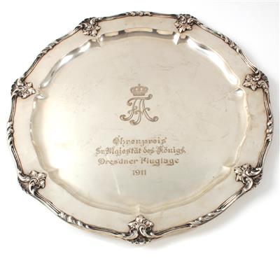 König Friedrich August von Sachsen - "Ehrenpreis seiner Majestät des Königs Dresdner Flugtage 1911", - Antiquariato e Dipinti