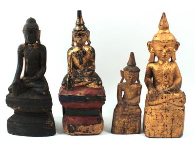 Konvolut (4 Stücke): Burma: 4relativ kleine, sitzende Buddha-Figuren, - Antiques and Paintings