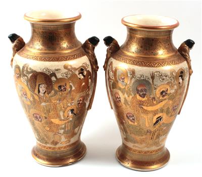 1 Paar Satsuma-Vasen, - Sommerauktion - Bilder Varia, Antiquitäten, Möbel und Design