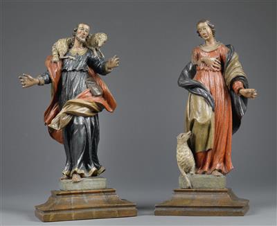 Christus als Guter Hirte und Hl. Agnes, - Sommerauktion - Bilder Varia, Antiquitäten, Möbel und Design