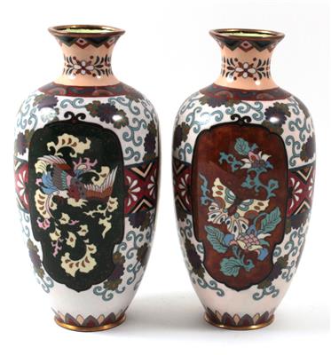 1 Paar Cloisonné-Vasen, - Summer-auction