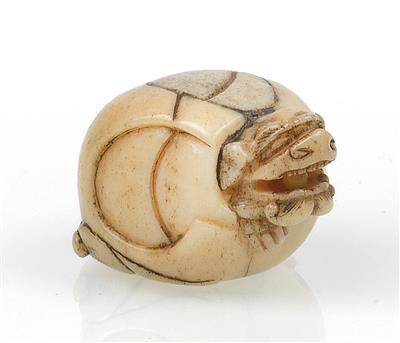 Netsuke des Shishi aus Ei schlüpfend, - Sommerauktion - Bilder Varia, Antiquitäten, Möbel