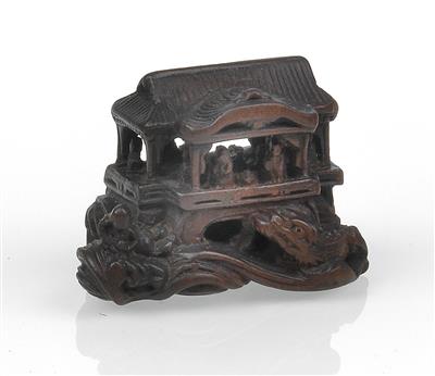 Netsuke eines Palastes auf Wellensockel mit Drachen, - Sommerauktion - Bilder Varia, Antiquitäten, Möbel