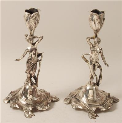 1 Paar figurale Kerzenleuchter, - Summer-auction