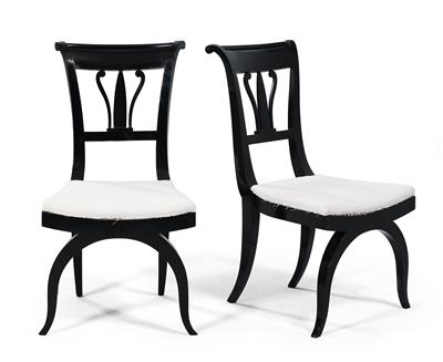 Paar schwarzer Biedermeier Sessel, - Sommerauktion - Bilder Varia, Antiquitäten, Möbel