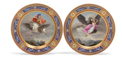"Bellerophon und Ganymedes" Paar Bild-Teller, - Antiquitäten (Möbel, Skulpturen, Glas und Porzellan)