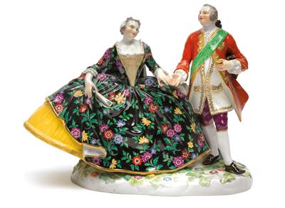 "Kavalier mit dem polnischen Weißen-Adler-Orden eine Dame an der Hand führend", - Antiquitäten (Möbel, Skulpturen, Glas und Porzellan)
