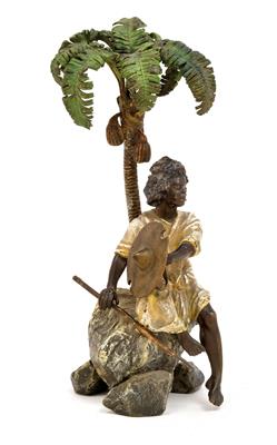 F. X. Bergmann – Nubian with Palm, - Oggetti d'arte (mobili, sculture, Vetri e porcellane)