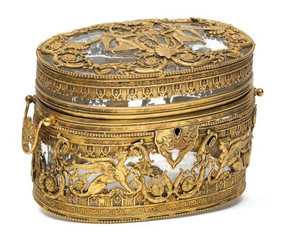A glass box with gilded mounting, - Oggetti d'arte (mobili, sculture, Vetri e porcellane)