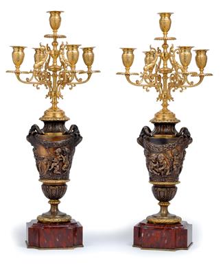 A pair of five-flame Candelabra, - Starožitnosti (Nábytek, Sochařská díla, Sklo, Porcelán)