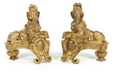 Pair of fireplace chenets, - Starožitnosti (Nábytek, Sochařská díla, Sklo, Porcelán)