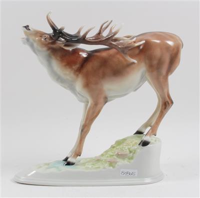 Röhrender Hirsch, - Winter-Auktion (Antiquitäten, Bilder, Möbel, Teppiche, Design)
