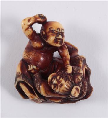 Netsuke zweier Raufenden, - Antiquitäten & Bilder