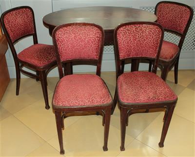 Vier Stühle und ovaler Tisch, - Antiquitäten & Bilder