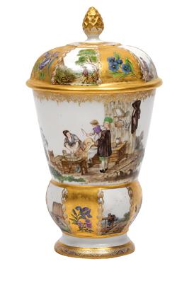 A beaker with cover with mining scenes, - Oggetti d'arte