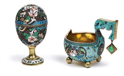 Cloisonné Kowsch und Cloisonné Ei, - Antiquitäten & Bilder