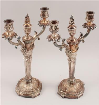 1 Paar zweiarmige Kerzenleuchter, - Sommerauktion - Bilder Varia, Antiquitäten, Möbel/ Design
