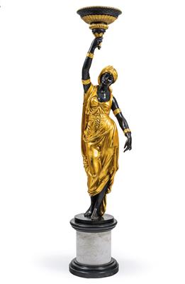Bronzeskulptur "junge Araberin mit hochgehaltener Schale", - Asta estiva