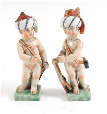 1 Paar Putti mit Turban, - Sommerauktion - Bilder Varia, Antiquitäten, Möbel/ Design