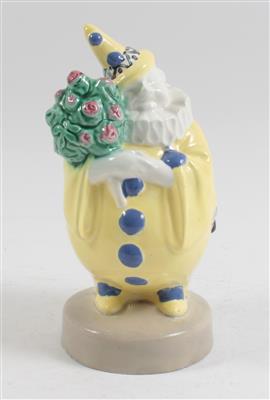 Clown mit Blumenstrauss und Laute, - Summer-auction