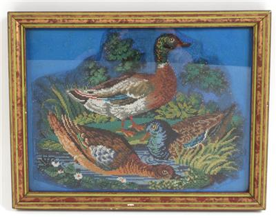 Glasperlbild von drei Enten, - Summer-auction