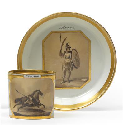 "Heroisme"-Tasse und "l'Honneur"-Untertasse, - Summer-auction