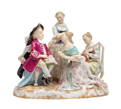 2 group with Cupid and ‘love themes’, - Works of Art (Furniture, Sculpture, Glass and porcelain)